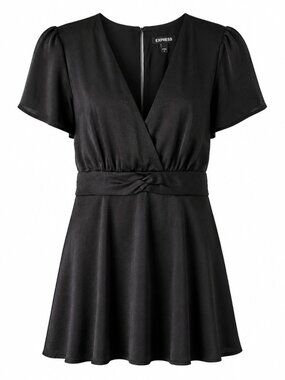 Express Black Short Sleeve Romper (Size 6)
